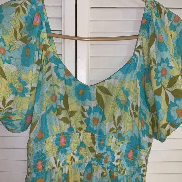Billabong vintage Sundress with Puff Sleeves size med - Picture 4 of 9